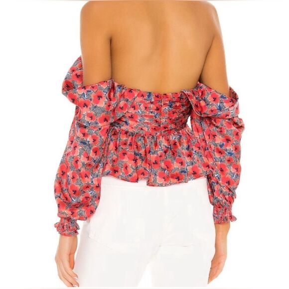 REVOLVE Burna Blouse in Red Poppy Floral House of Harlow 1960 Sz XXS - Picture 4 of 8